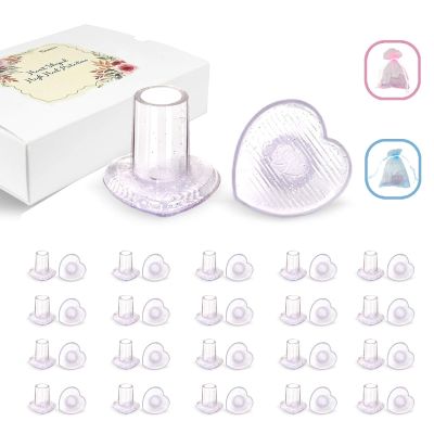 20 Pairs High Heel Protectors, Heart Shaped Glittery Clear Heel Stoppers for Women Shoes, Perfect for Outdoor Graden Party and Weddings, Pink