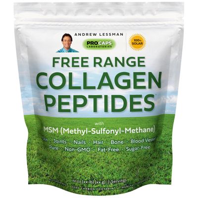 ANDREW LESSMAN Free Range Collagen Peptides Powder 240 Servings - Supports Smooth Soft Skin, Comfortable Joints. Pure. Super Soluble. Unflavored. No Sugar. No Additives.