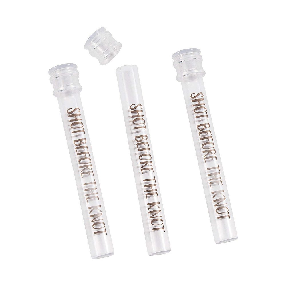 Fun Express Shot Before the Knot Test Tube Shot Glasses - Set of 12 Plastic Tubes - Bachelorette Party and Wedding Party Supplies