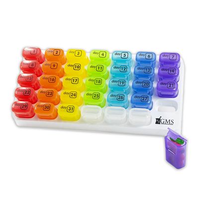 GMS Group Medical Supply, LLC Monthly Pill Organizer - 31 Day Pop Out Pill Pods for Supplements, Vitamins & Medications - Ideal for Daily Use & Travel - Rainbow