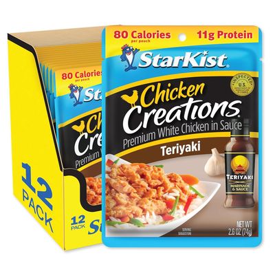StarKist Chicken Creations Teriyaki Pouch (2.6 oz - 12 Pack) Fully Cooked High Protein White Meat, No Draining, Ready to Eat for Salad and Sandwiches