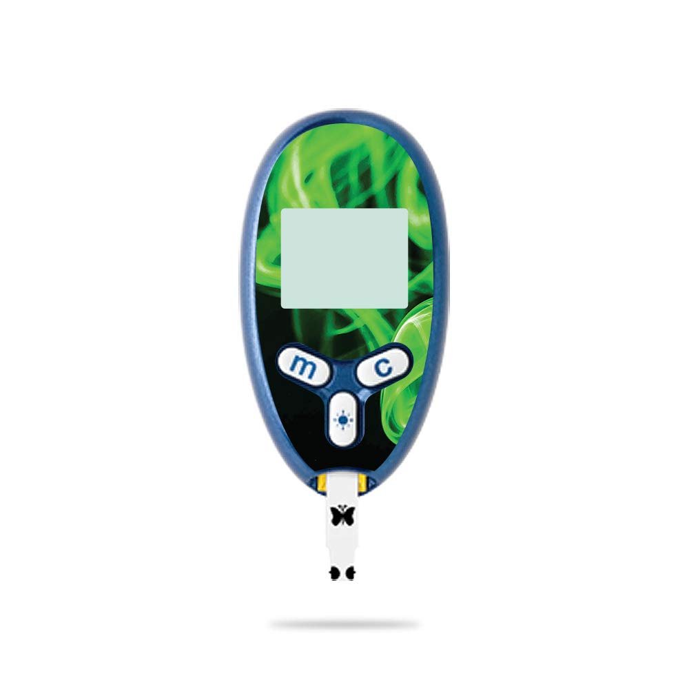 MightySkins Skin Compatible with Abbott Freestyle Lite - Green Flames | Protective, Durable, and Unique Vinyl Decal wrap Cover | Easy to Apply, Remove, and Change Styles | Made in The USA