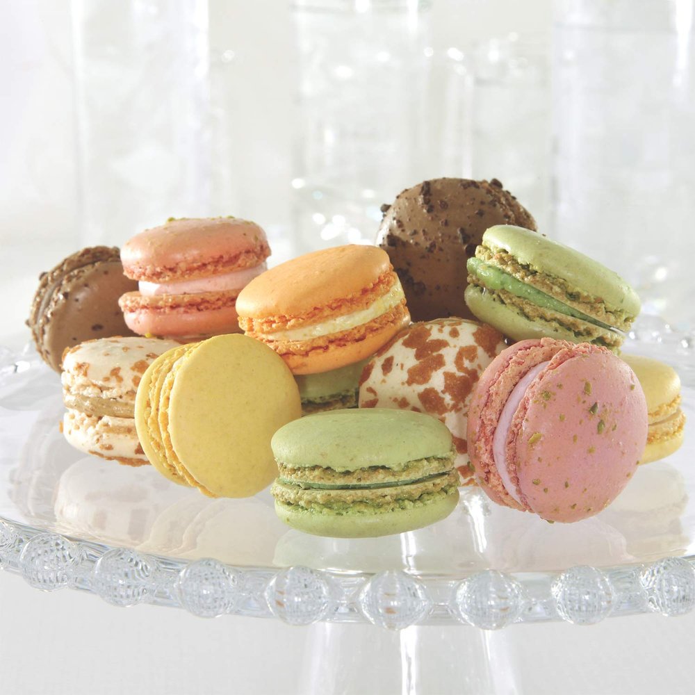 Sweet Street Macarons Variety (Venezuelan Chocolate, Orange Lemonade, Toasted Pistachio, Cafe Latte, Passion Fruit, Strawberry Fields) 12.69 ounces (36 Macarons) Pack of 4