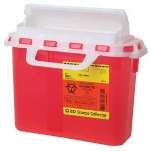 BD Patient Room Sharps Collector, 2 & 3 Gallon, Next Generation, Counter Balanced Door, Red 305436