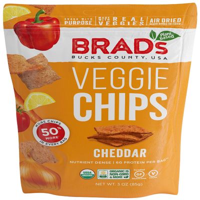 Brad's Plant Based Organic Cheddar Veggie Chips 3 oz Bags - Pack of 12