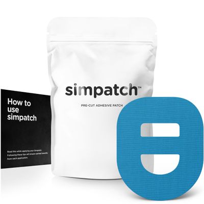 SIMPATCH  Omnipod Adhesive Patch with Strap (25-Pack)  Waterproof Adhesive, CGM Tape (Blue)