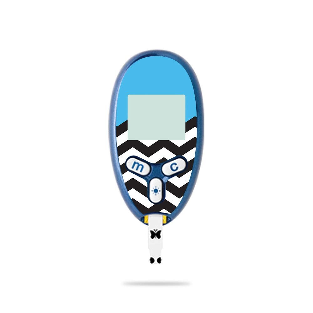 MightySkins Skin Compatible with Abbott Freestyle Lite - Baby Blue Chevron | Protective, Durable, and Unique Vinyl Decal wrap Cover | Easy to Apply, Remove, and Change Styles | Made in The USA
