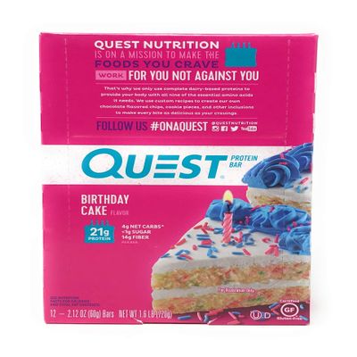 QUEST NUTRITION Birthday Cake Protein Bar 12 Count, 2.12 OZ