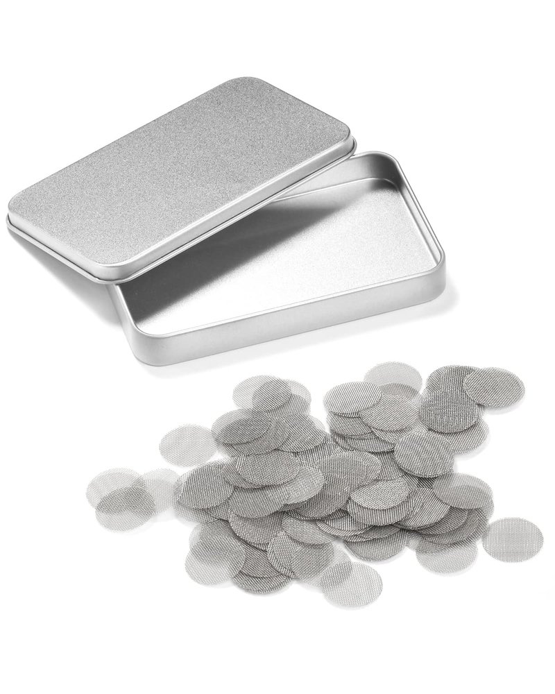 200 PCS 1/2 Inch Stainless Steel Pipe Screens, 1/2 Inch Metal Pipe Screen with Metal Box