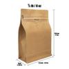 Natural Kraft Coffee Pouches, Resealable Coffee Bag with valve, Flat Bottom Pull Tab Zipper (100pcs, 8oz, 0.5lb, 227gram) view 2