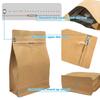 Natural Kraft Coffee Pouches, Resealable Coffee Bag with valve, Flat Bottom Pull Tab Zipper (100pcs, 8oz, 0.5lb, 227gram) view 3