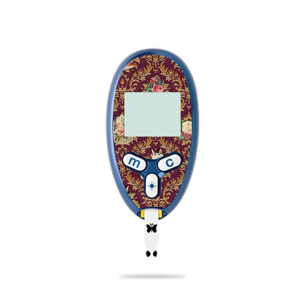 MightySkins Skin Compatible with Abbott Freestyle Lite - Teatime Cat Damask | Protective, Durable, and Unique Vinyl Decal wrap Cover | Easy to Apply, Remove, and Change Styles | Made in The USA