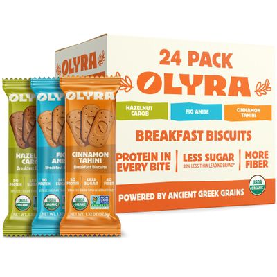 Olyra Organic Breakfast Biscuits - Variety Pack - Healthy Snacks for Adults - Office Snacks - Healthy Cookies - High Fiber Snack - Natural Energy Breakfast Biscuit 24 Packs