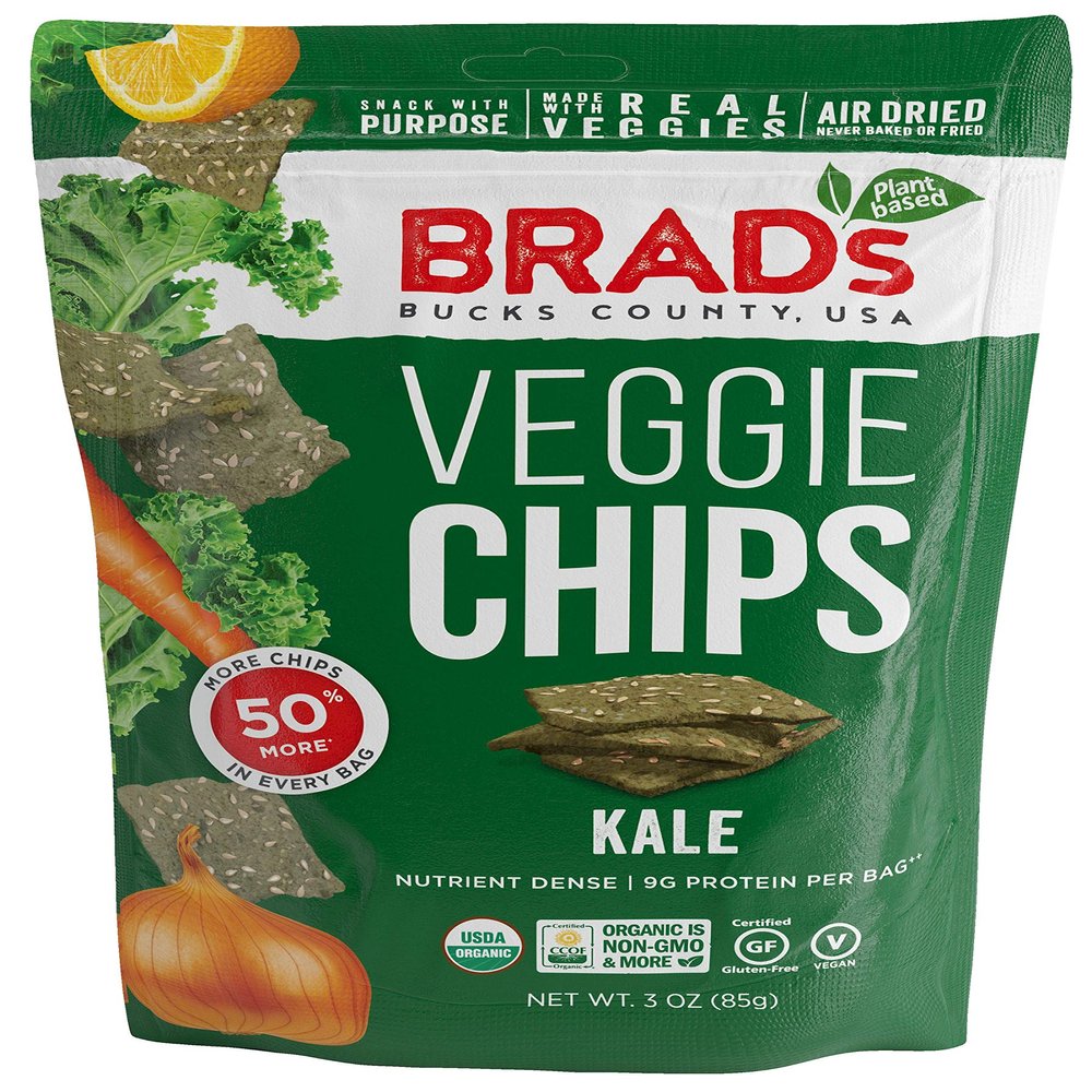 Brad's Plant Based Organic Kale Veggie Chips 3 oz Bags - Pack of 3