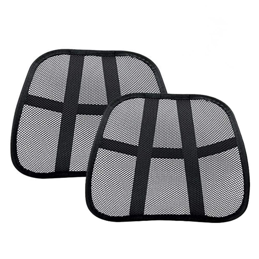 2 Pack Mesh Lumbar Support Back Support Cushions - Breathable Cool Black Mesh - Air Flow Breathable Back Support Cushion for Use in Office, Car