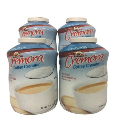 Borden Powdered Coffee Creamer Non-Dairy - Borden's Cremora 35.3 oz with Coffee Stirrers (Pack of 4)