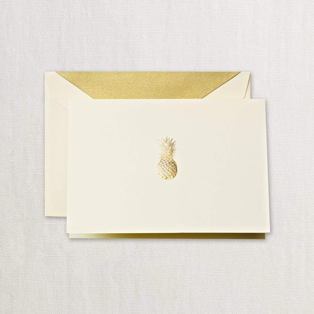 Crane & Co. Hand Engraved Pineapple Note Cards- Pack of 15 Cards