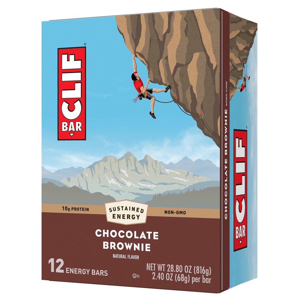 CLIF BAR - Chocolate Brownie Flavor - Made with Organic Oats - Energy Bars - Non-GMO - Plant Based Protein Bars (12 Pack)