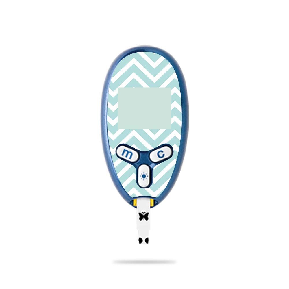 MightySkins Skin Compatible with Abbott Freestyle Lite - Aqua Chevron | Protective, Durable, and Unique Vinyl Decal wrap Cover | Easy to Apply, Remove, and Change Styles | Made in The USA
