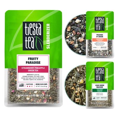 Tiesta Tea - Green Tea Gift Box, Loose Leaf, 3 Pouches, Medium Caffeine, Hot & Iced, Assortment with Light Citrus & Fruity Green, Loose Leaf Variety Box