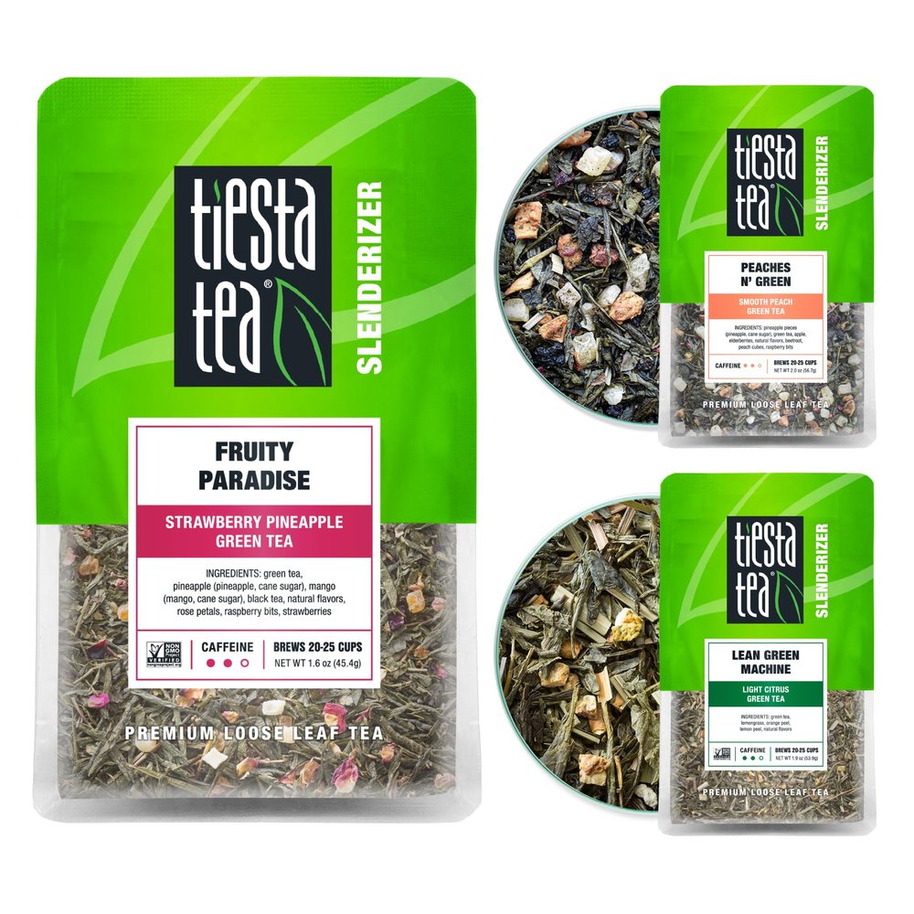 Tiesta Tea - Green Tea Gift Box, Loose Leaf, 3 Pouches, Medium Caffeine, Hot & Iced, Assortment with Light Citrus & Fruity Green, Loose Leaf Variety Box