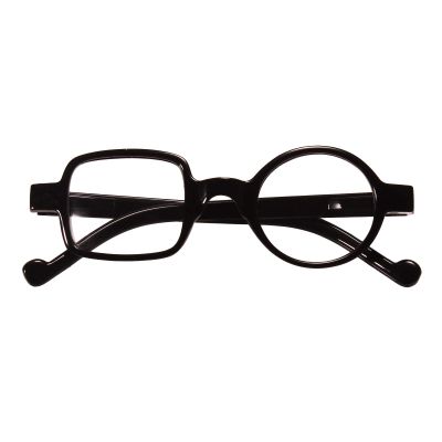 BEISON One Square One Round Readers Reading Glasses (Black, 3.5)