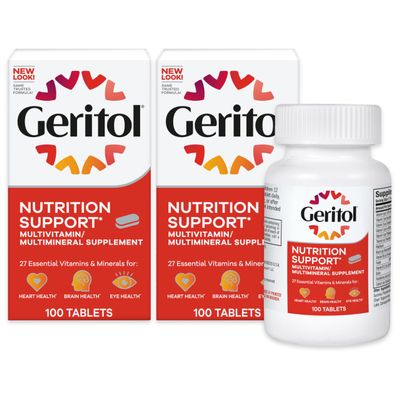 Geritol, Multivitamin Supplement, Contains B-Vitamins, Antioxidants, Vitamins C, E & D and Iron, 27 Essential Vitamins and Minerals, Gluten-Free, Non-GMO, No Artificial Sweeteners, 100 Tablets, 2 Pack