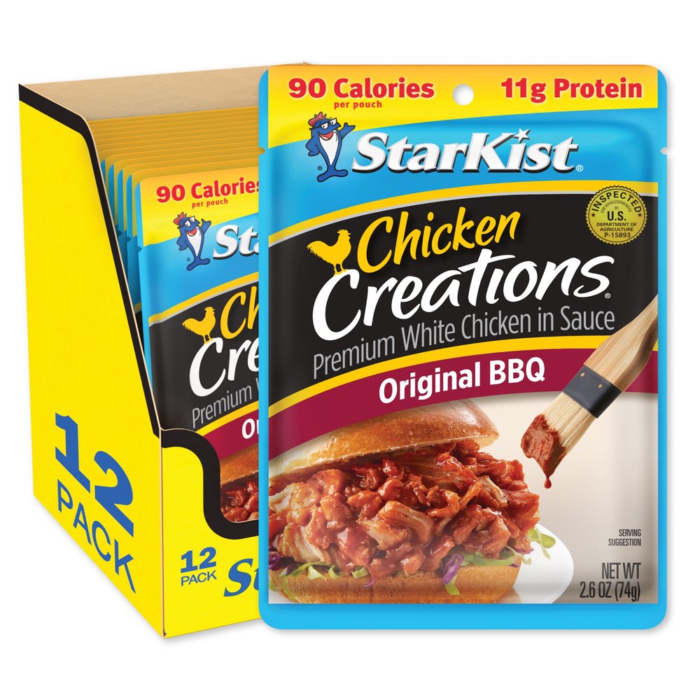 StarKist Chicken Creations Original BBQ Pouch (2.6 oz - 12 Pack) Fully Cooked High Protein White Meat, Gluten Free, Soy Free, No Draining, Ready to Eat for Salad and Sandwiches