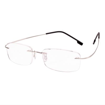 BEISON Memory Titanium Stainless Steel Rimless Flexible Reading Glasses (Silver, 3.5)