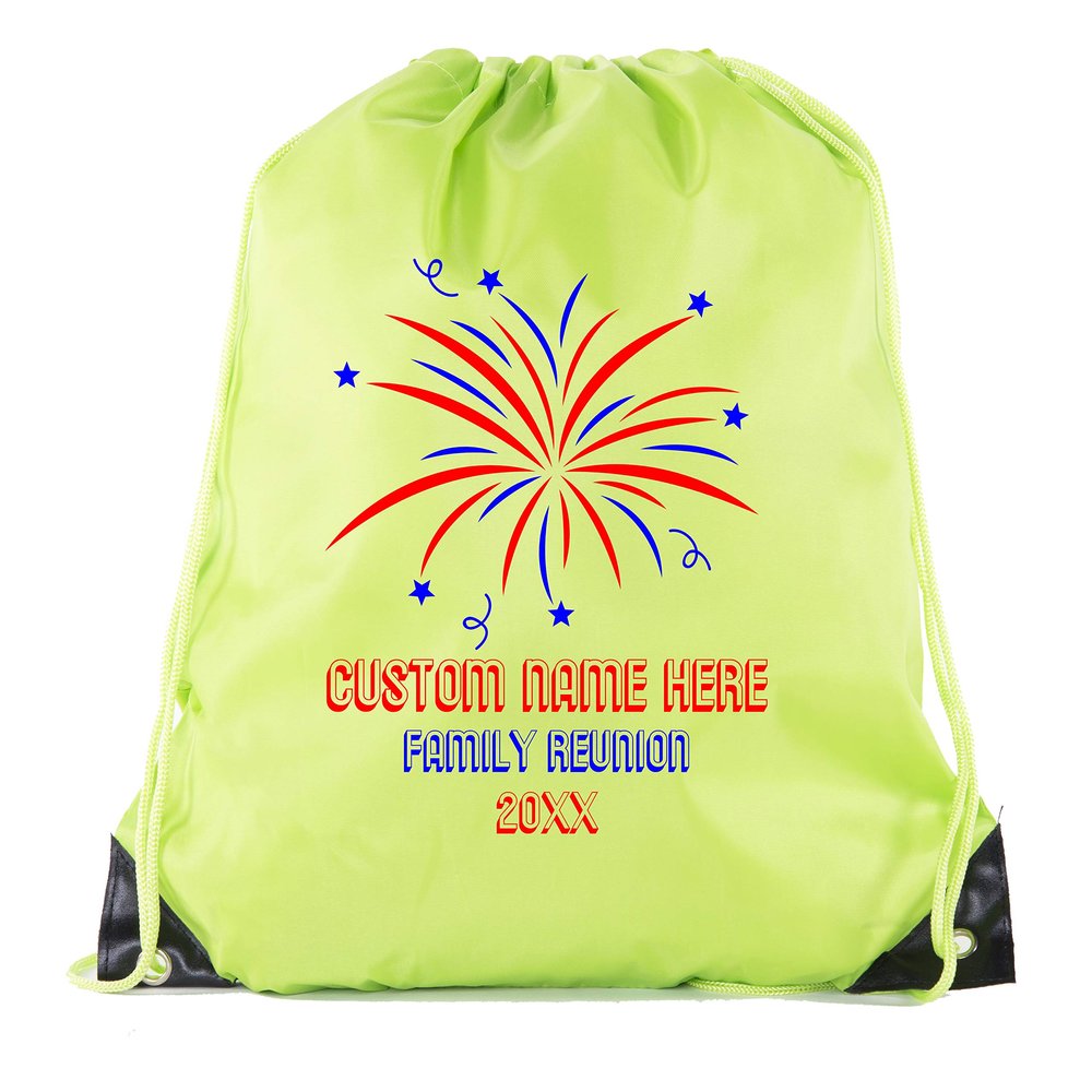 Fireworks with custom name- Family Reunion Party Favor Gift Bags - 10PK Lime CE2500FAM S36