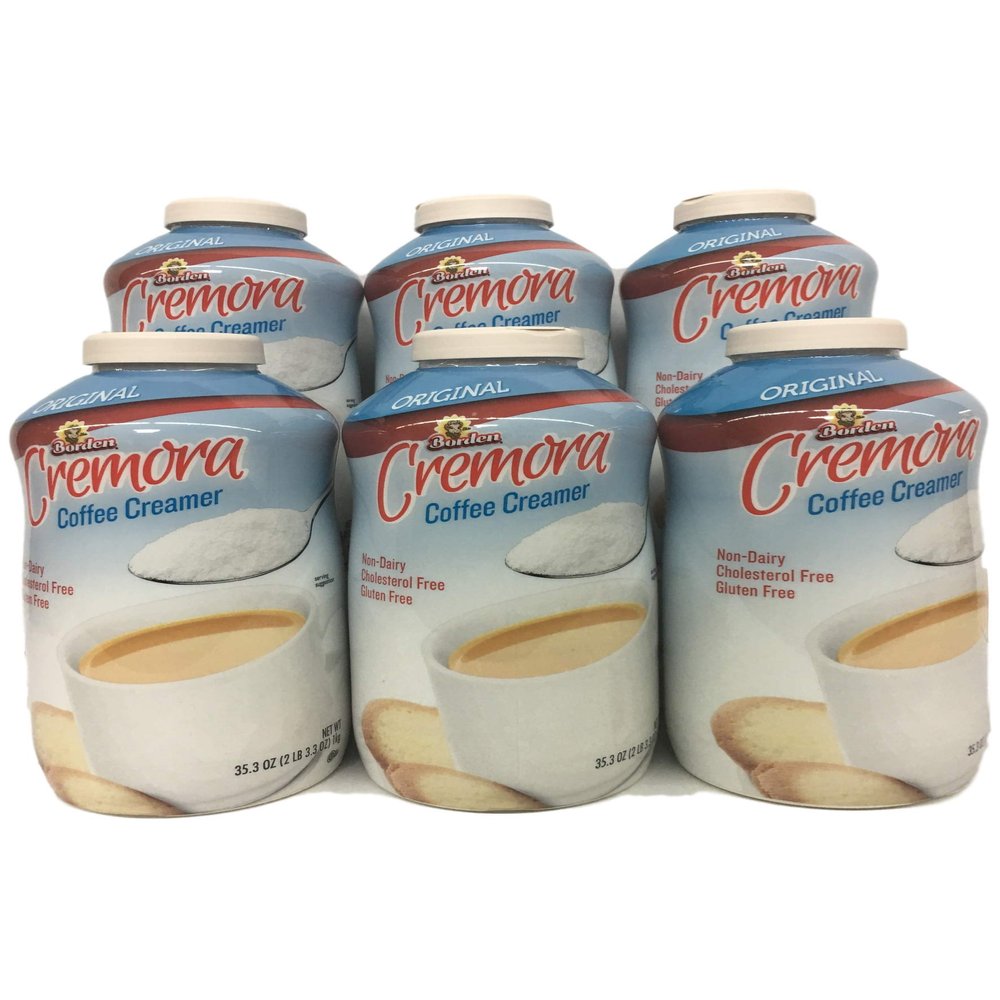 Borden Cremora Non Dairy Coffee Creamer Powder 35.3 oz with Plastic Coffee Stirrers (Pack of 6)