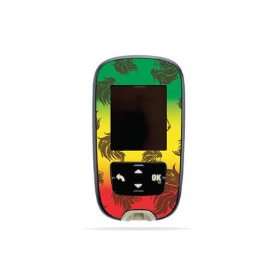 MightySkins Skin Compatible with Accu-Chek Guide - Rasta Lion | Protective, Durable, and Unique Vinyl Decal wrap Cover | Easy to Apply, Remove, and Change Styles | Made in The USA