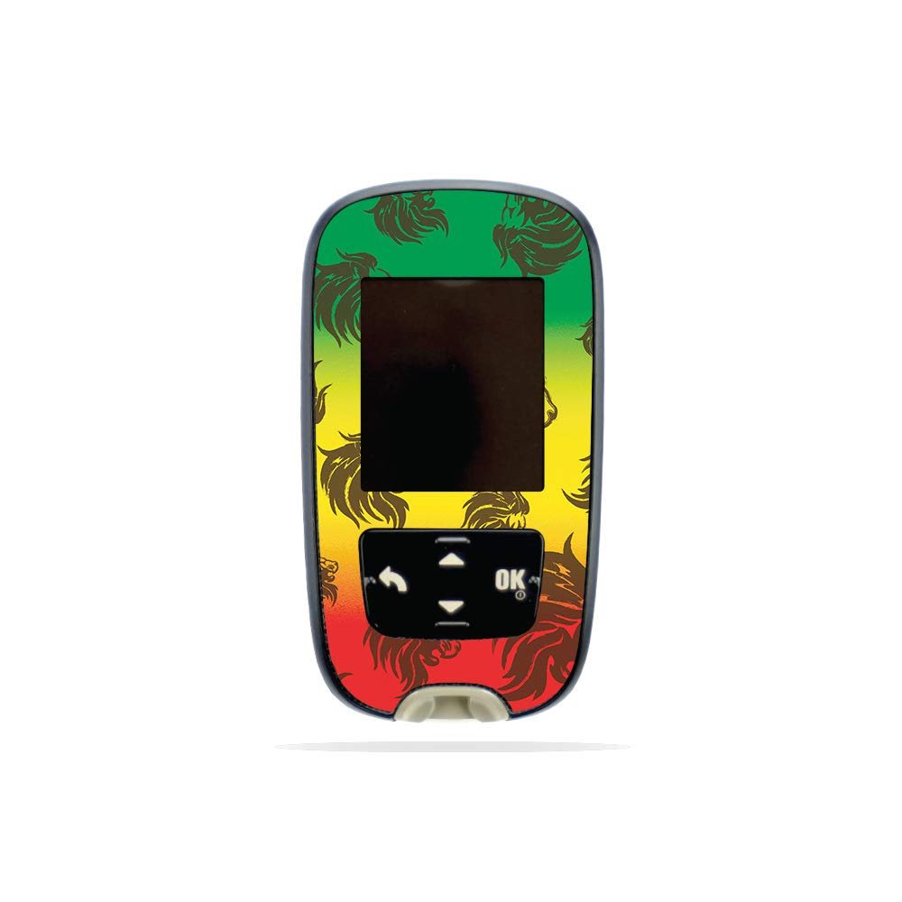 MightySkins Skin Compatible with Accu-Chek Guide - Rasta Lion | Protective, Durable, and Unique Vinyl Decal wrap Cover | Easy to Apply, Remove, and Change Styles | Made in The USA