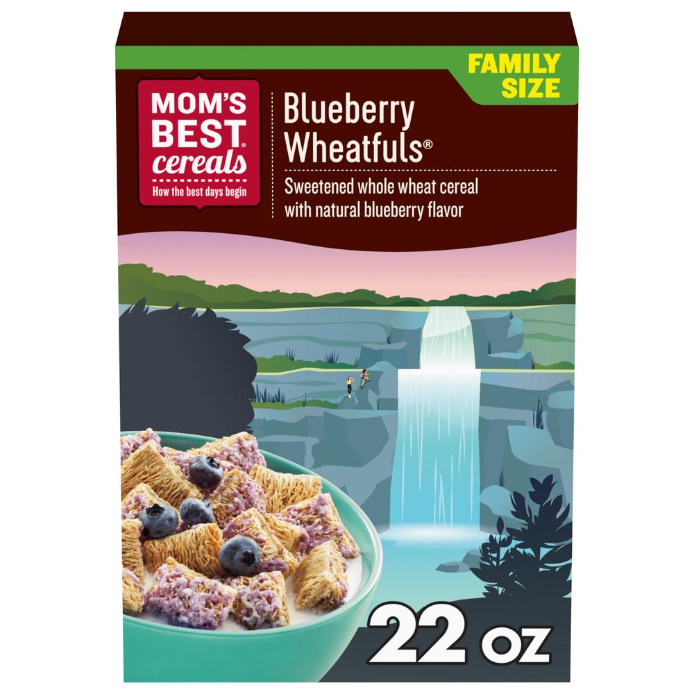 Mom's Best Blueberry Wheatfuls Shredded Wheat Cereal, Made with Whole Grain, No Artificial Flavors or Preservatives, 22 OZ Box