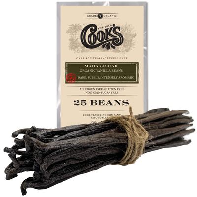 25 Organic Madagascar Whole Vanilla Beans, Grade A Pods, Premium Vanilla Beans for Making Extract & Baking - Cooks