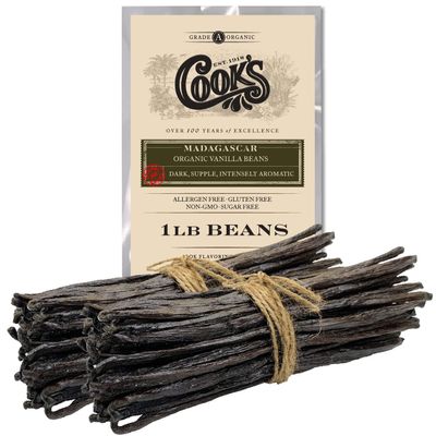 16 oz (1 lb) Organic Madagascar Whole Vanilla Beans, Grade A Vanilla Pods, Premium Vanilla Beans for Making Extract & Baking - Cooks