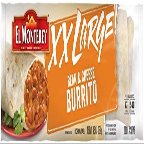El Monterey XX Large Bean and Cheese Burrito, 9.5 Ounce -- 12 per case.