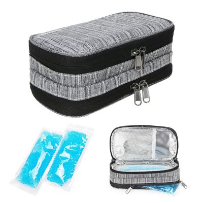YOUSHARES Insulin Cooler Travel Case, Double Layer Handy Medication Insulated Diabetic Carrying Cooling Bag for Insulin Pen, Glucose Meter and Diabetic Supplies with 2 Cooler Ice Pack