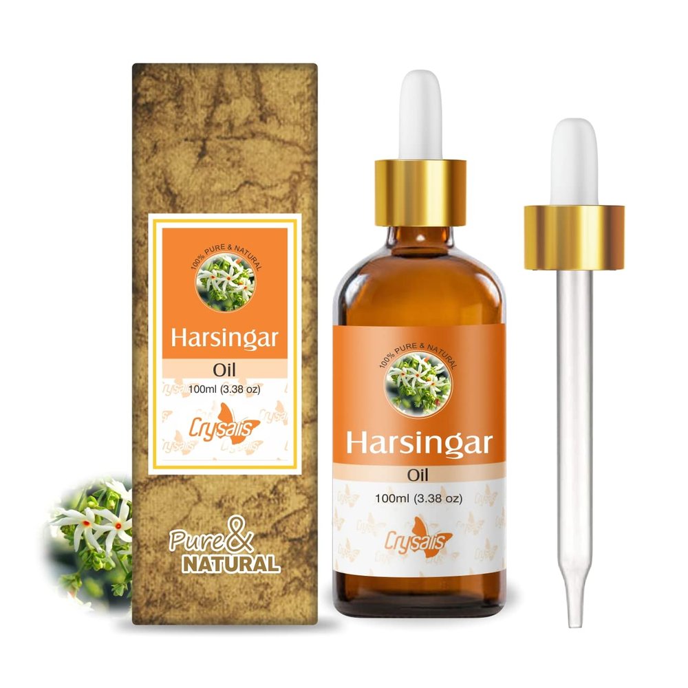 CRYSALIS Harshringar (Nyctanthes Arbor-Tristis) | 100% Pure & Natural Undiluted Carrier Oil | Cold Pressed Oil for Glowing Skin, Healthy Hair, and Nourished Face -100Ml/ 3.38 Fl Oz