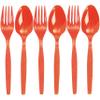 Fun Express - Orange Fork/Spoon Plastic Cutlery Set - Party Supplies - Solid Tableware - Cutlery - 16 Pieces view 1