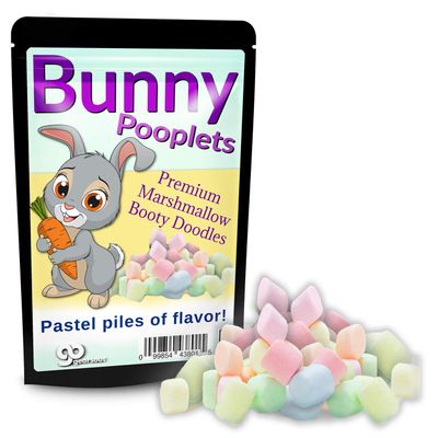 Bunny Pooplets Marshmallows - Cute country bunny rabbit and hearts design - Funny novelty candy for kids - Multicolored marshmallows, Treat-sized