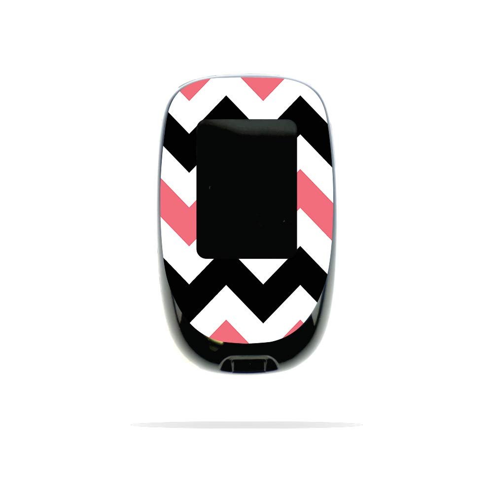 MightySkins Skin Compatible with Accu-Chek Nano - Black Pink Chevron | Protective, Durable, and Unique Vinyl Decal wrap Cover | Easy to Apply, Remove, and Change Styles | Made in The USA