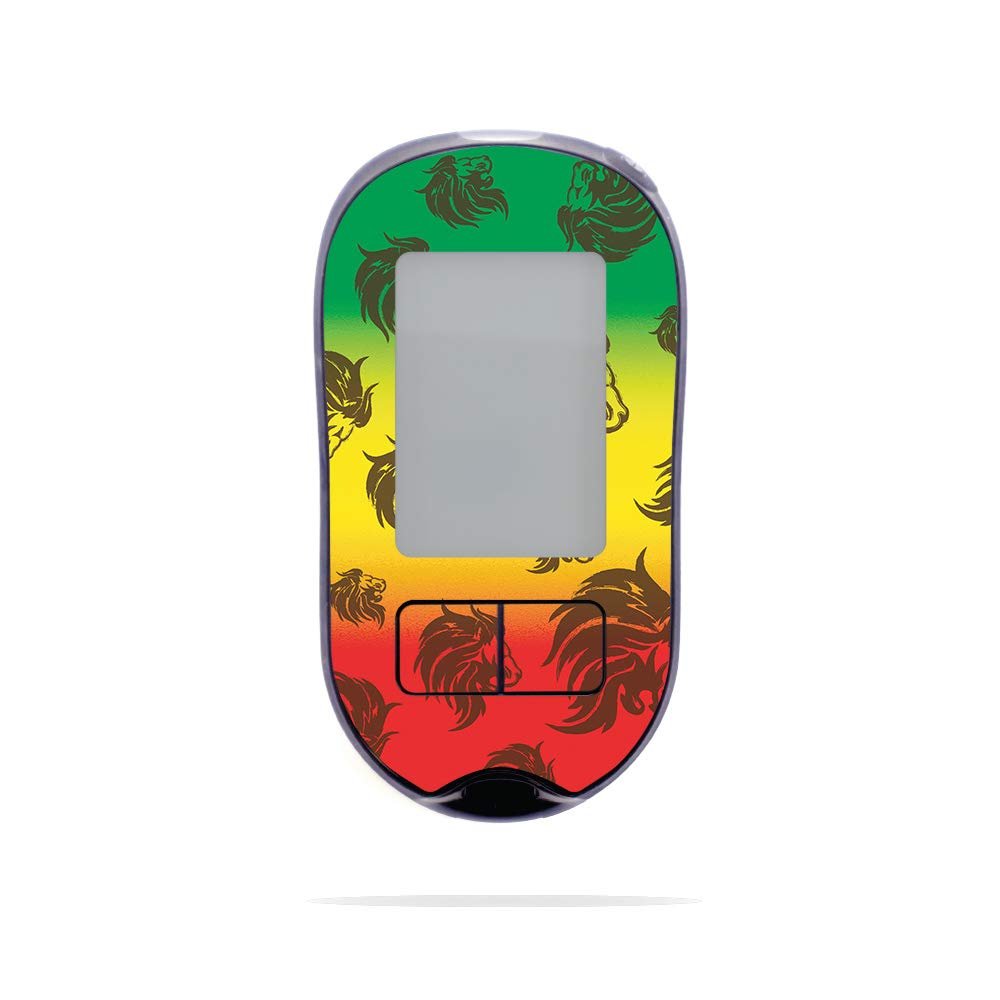 MightySkins Skin Compatible with Accu-Chek Aviva Plus - Rasta Lion | Protective, Durable, and Unique Vinyl Decal wrap Cover | Easy to Apply, Remove, and Change Styles | Made in The USA