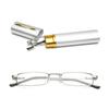 KOOSUFA Slim Pen Reading Glasses 2.0 Blue Light Blocking Men Women Spring Hinges Compact Tube Reader with Portable Clip Case, 1x Silver view 1