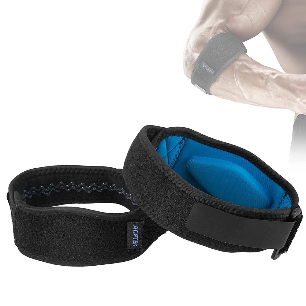AGPTEK Elbow Brace for Tendonitis and Tennis Elbow 2 Pack, Tennis Golfers Elbow Support Arm Band Pain Relief Elbow Wrap Weightlifting Elbow Strap with Compression Pad for Men & Women