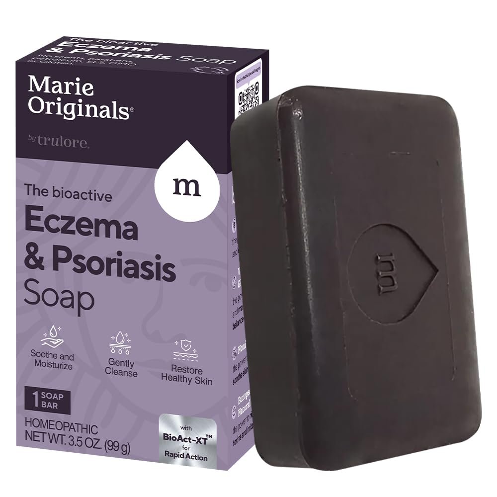 Marie Originals Eczema Face Soap Body Wash Bar  All Natural Psoriasis, Dermatitis Treatment for Dry Itchy Flaky Skin Relief  Gentle Detoxifying, Healing, Anti-Itch, Cleansing Skincare (Pack of 1)