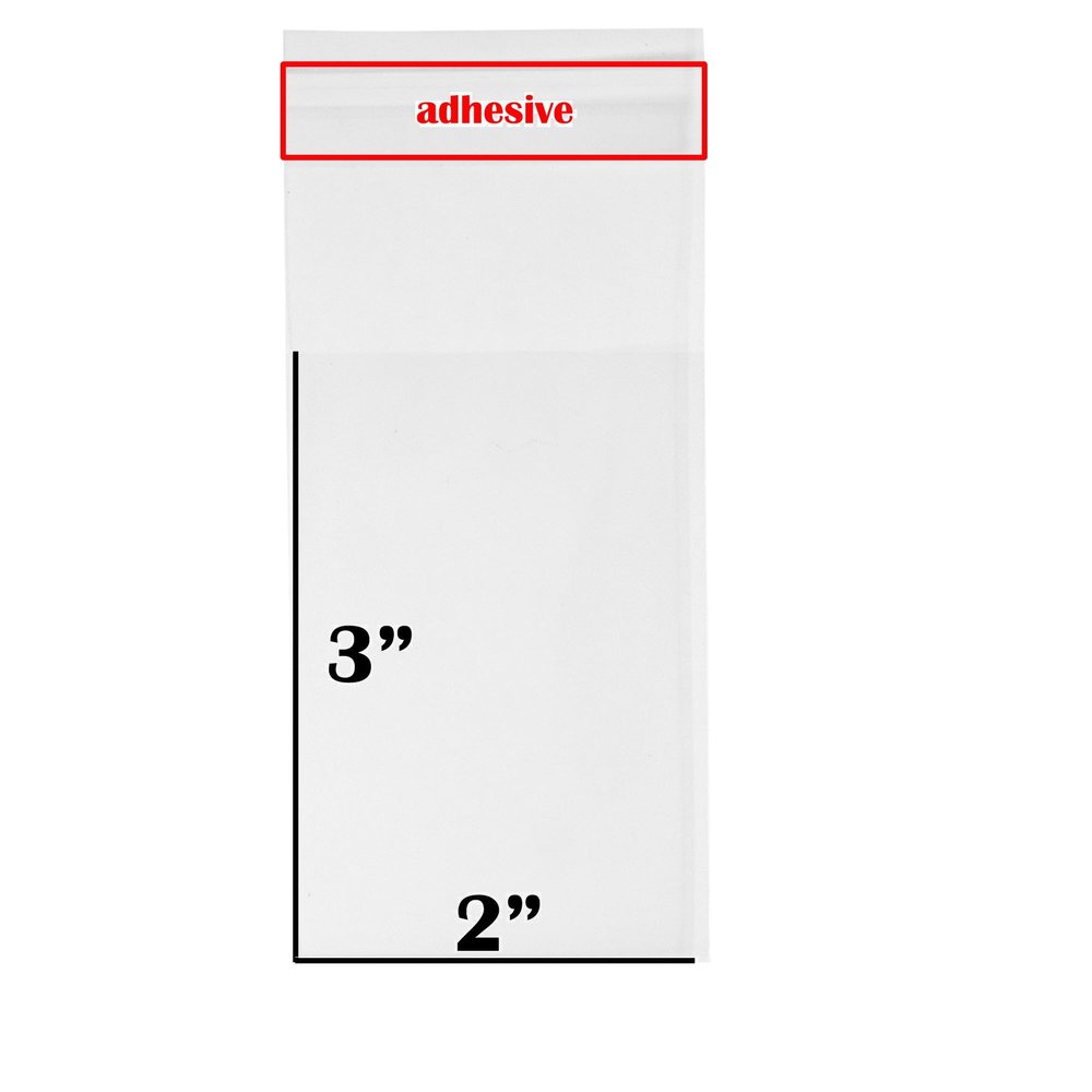 100 Bags - 2" x 3" Crystal Clear Protective Closure Bags with Self Adhesive Flap - Clear Resealable Cello/Cellophane Bags Good for Bakery, Candle, Soap, Cookie Poly Bags, in 2.1Mil Thickness