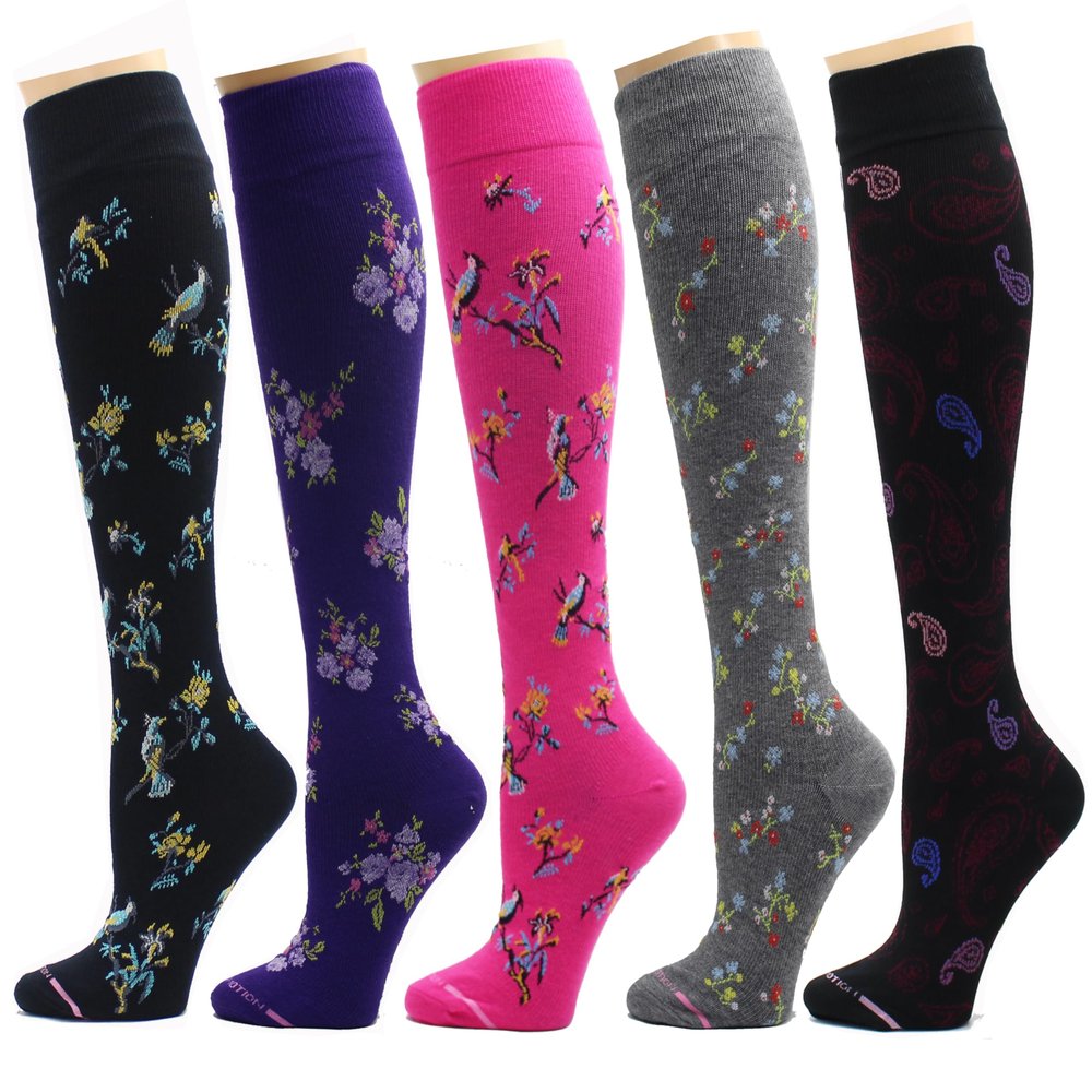 5 Pairs Dr. Motion Therapeutic Graduated 8-15mmHg Compression Women's Knee-hi Socks (J)