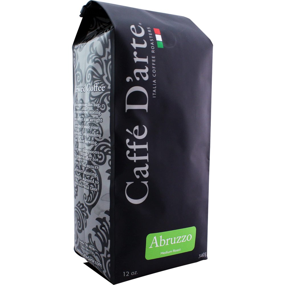 Caffe Darte Abruzzo Ground Coffee  Medium Roast with Earthy & Winey Notes, Roasted in Seattle, Crafted for Drip Coffee Makers, 12 oz