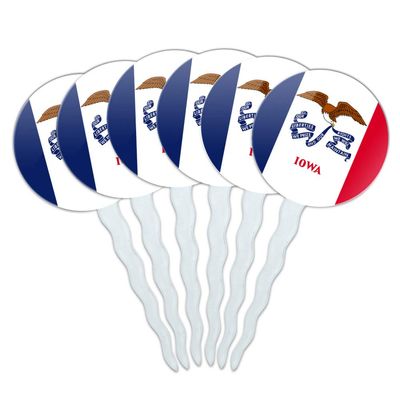 Iowa State Flag Cupcake Picks Toppers Decoration Set of 6